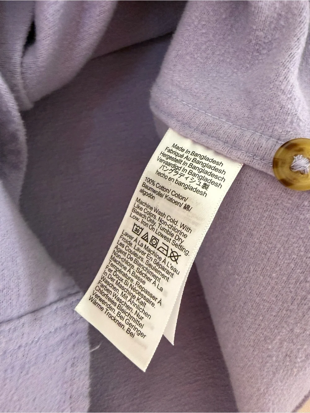 J. CREW 100% Cotton Lavender Button-Front Heavy Utility Shirt